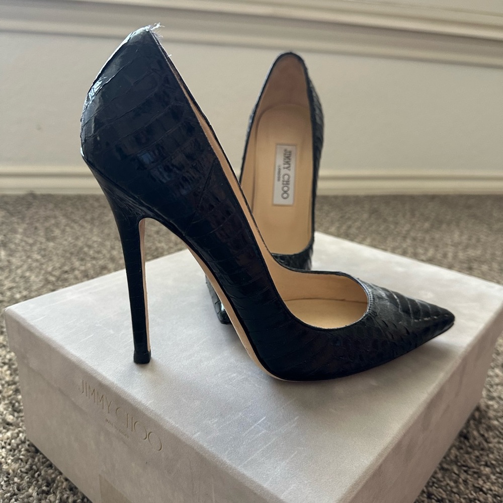 Jimmy Choo Black Textured Heels